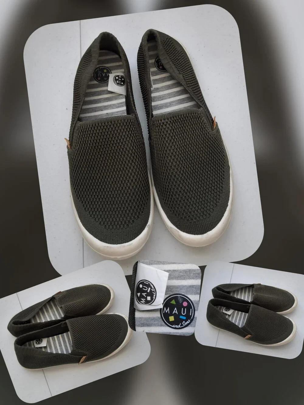 Maui and Sons Olive Green Knit Slip-On Sneakers Size 6